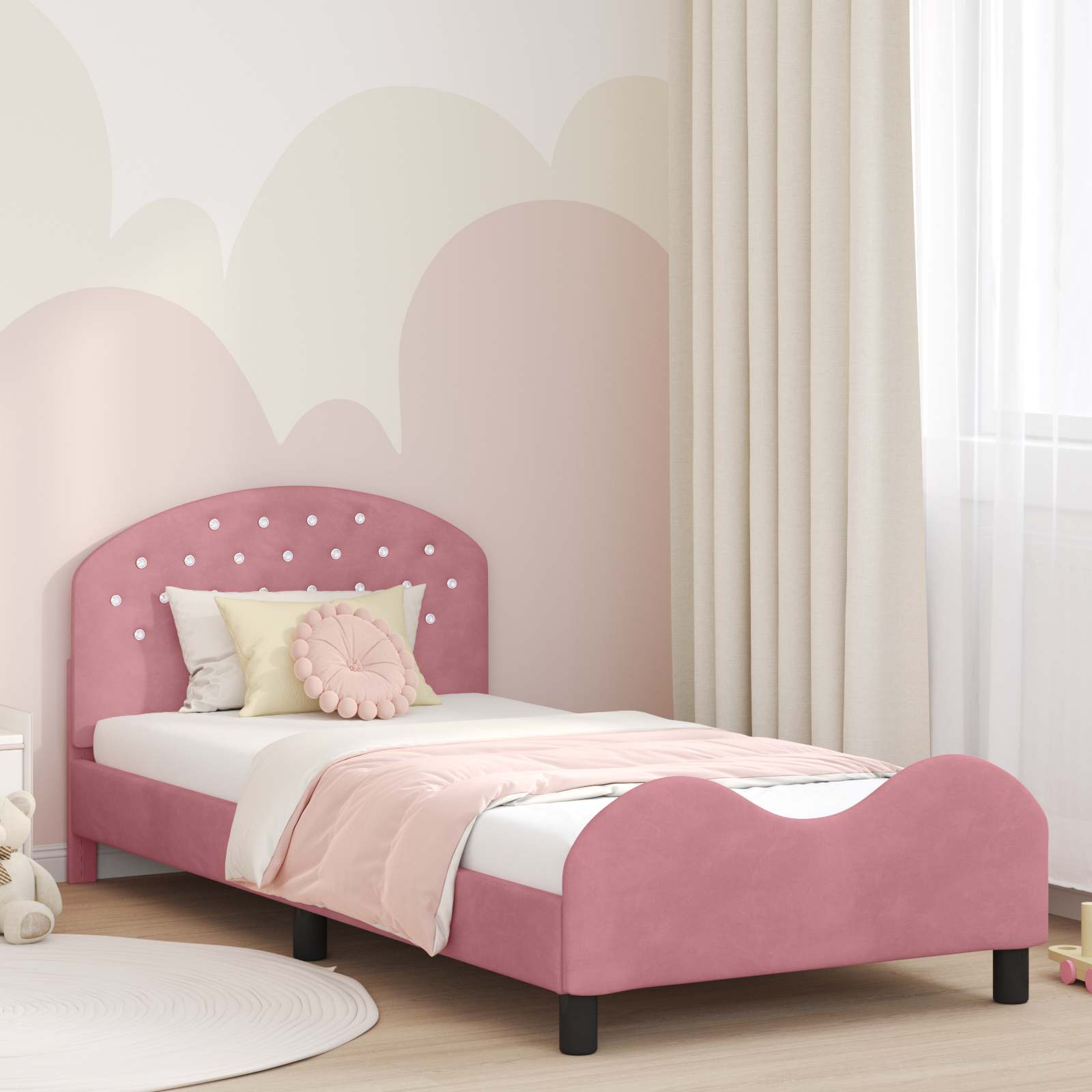 Cadre de lit pour enfants avec tête de lit Rose 80 x 200 cm - XIOS