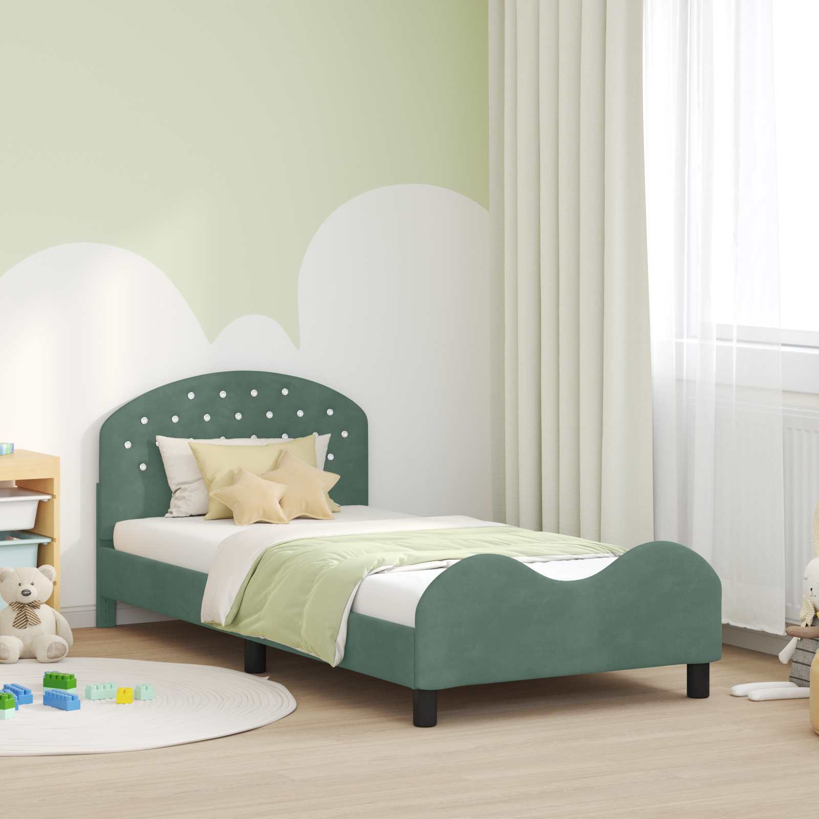 Cadre de lit pour enfants avec tête de lit Vert Mer 80 x 200 cm - XIOS