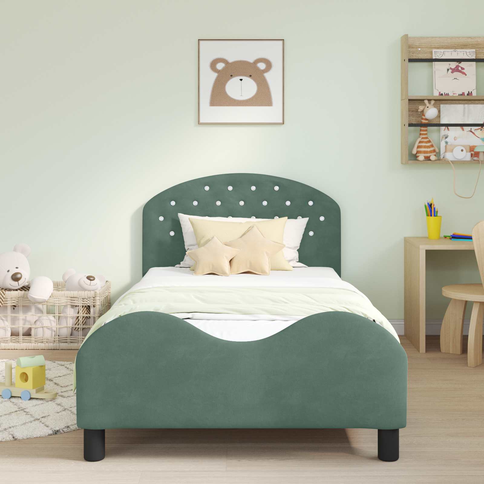 Cadre de lit pour enfants avec tête de lit Vert Mer 80 x 200 cm - XIOS