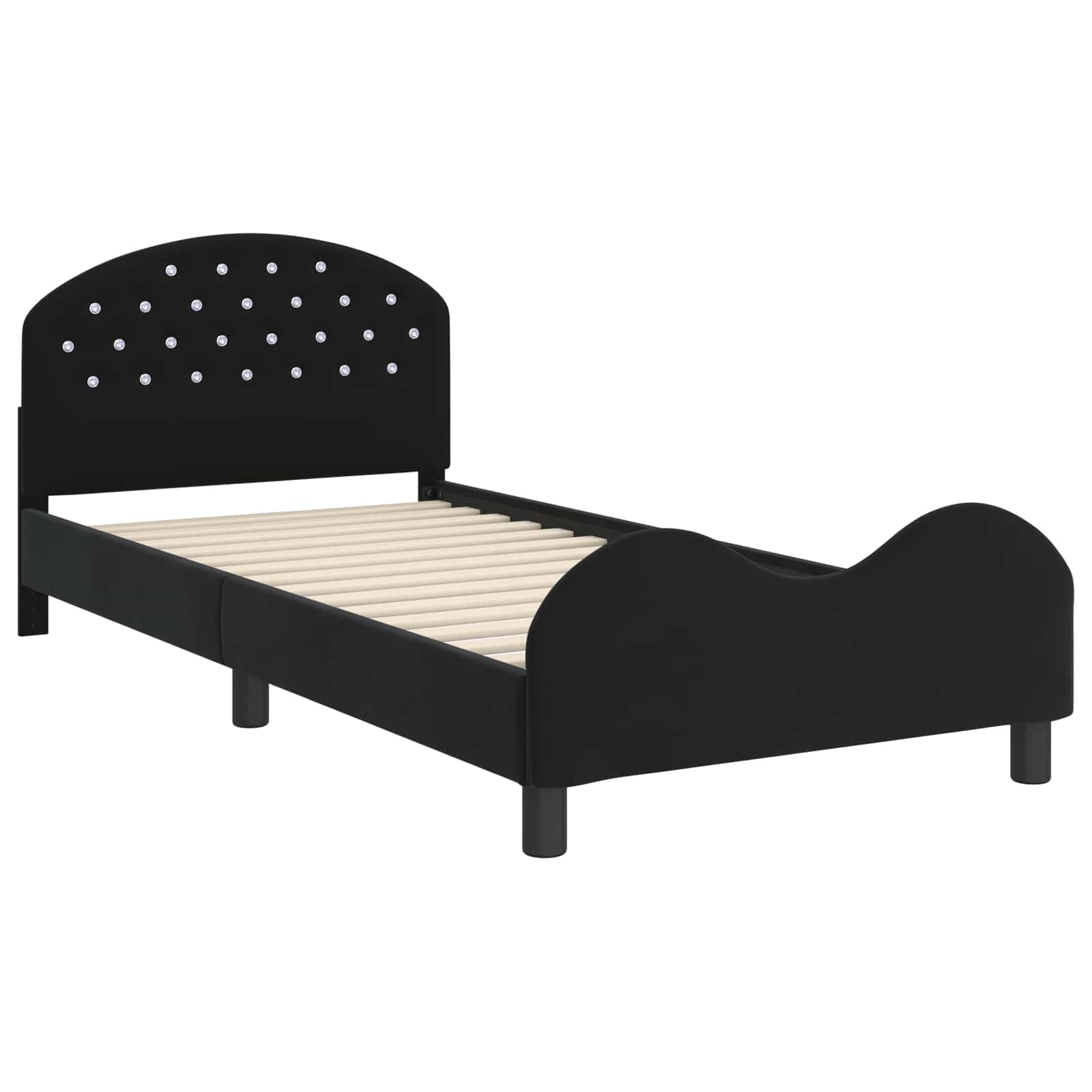Cadre de lit pour enfants avec tête de lit Noir 90 x 190 cm - XIOS