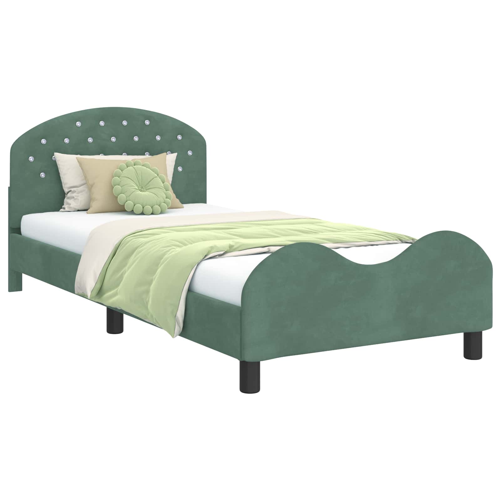 Cadre de lit pour enfants avec tête de lit Vert Mer 90 x 190 cm - XIOS