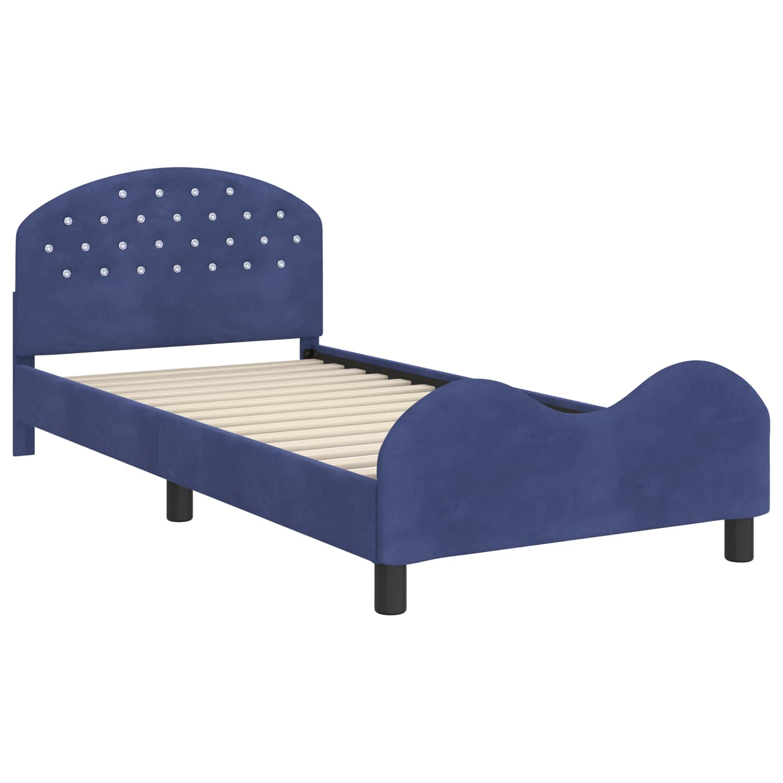 Cadre de lit pour enfants avec tête de lit Bleu police Velours - XIOS