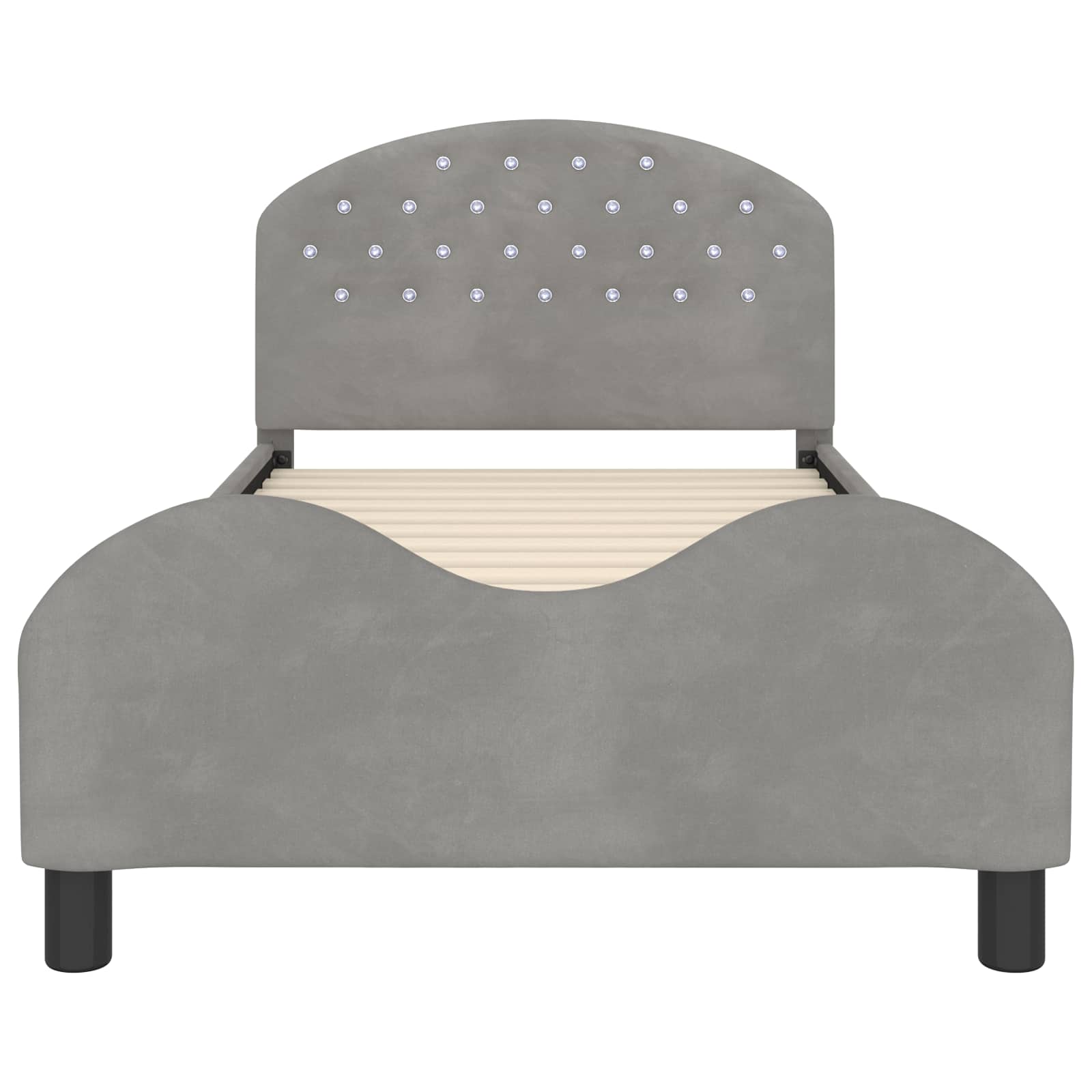 Cadre de lit pour enfants avec tête de lit Gris clair Velours - XIOS