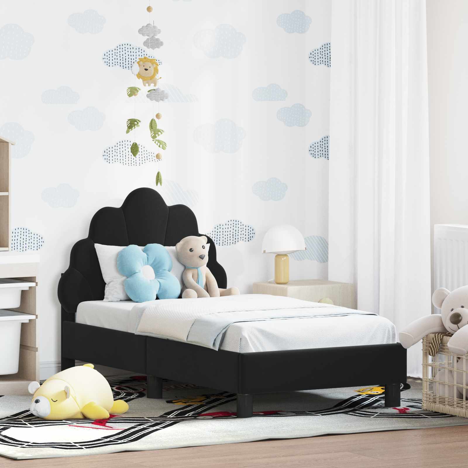 Cadre de lit pour tout-petit avec tête de lit Noir 70 x 140 cm - XIOS
