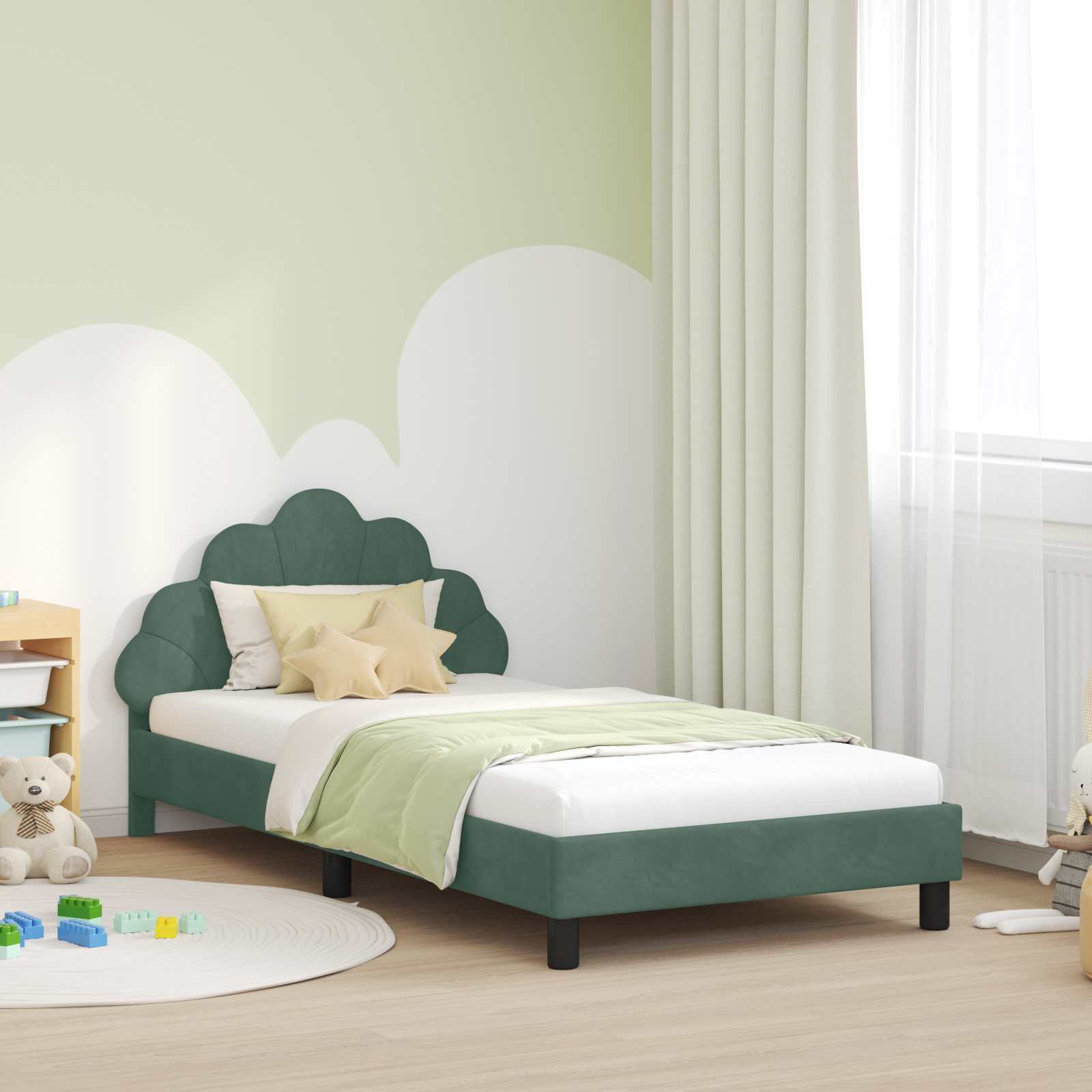 Cadre de lit pour enfants avec tête de lit Vert Mer 80 x 200 cm - XIOS