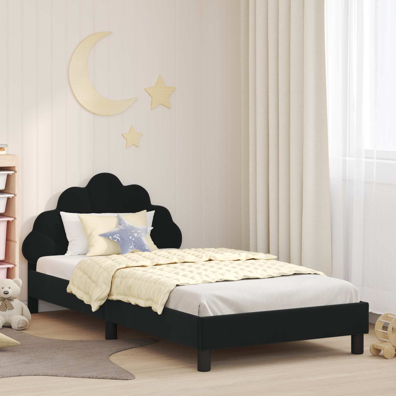 Cadre de lit pour enfants avec tête de lit Noir 90 x 200 cm - XIOS