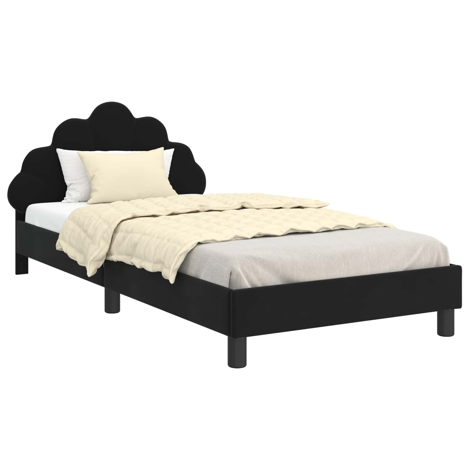 Cadre de lit pour enfants avec tête de lit Noir 90 x 200 cm - XIOS