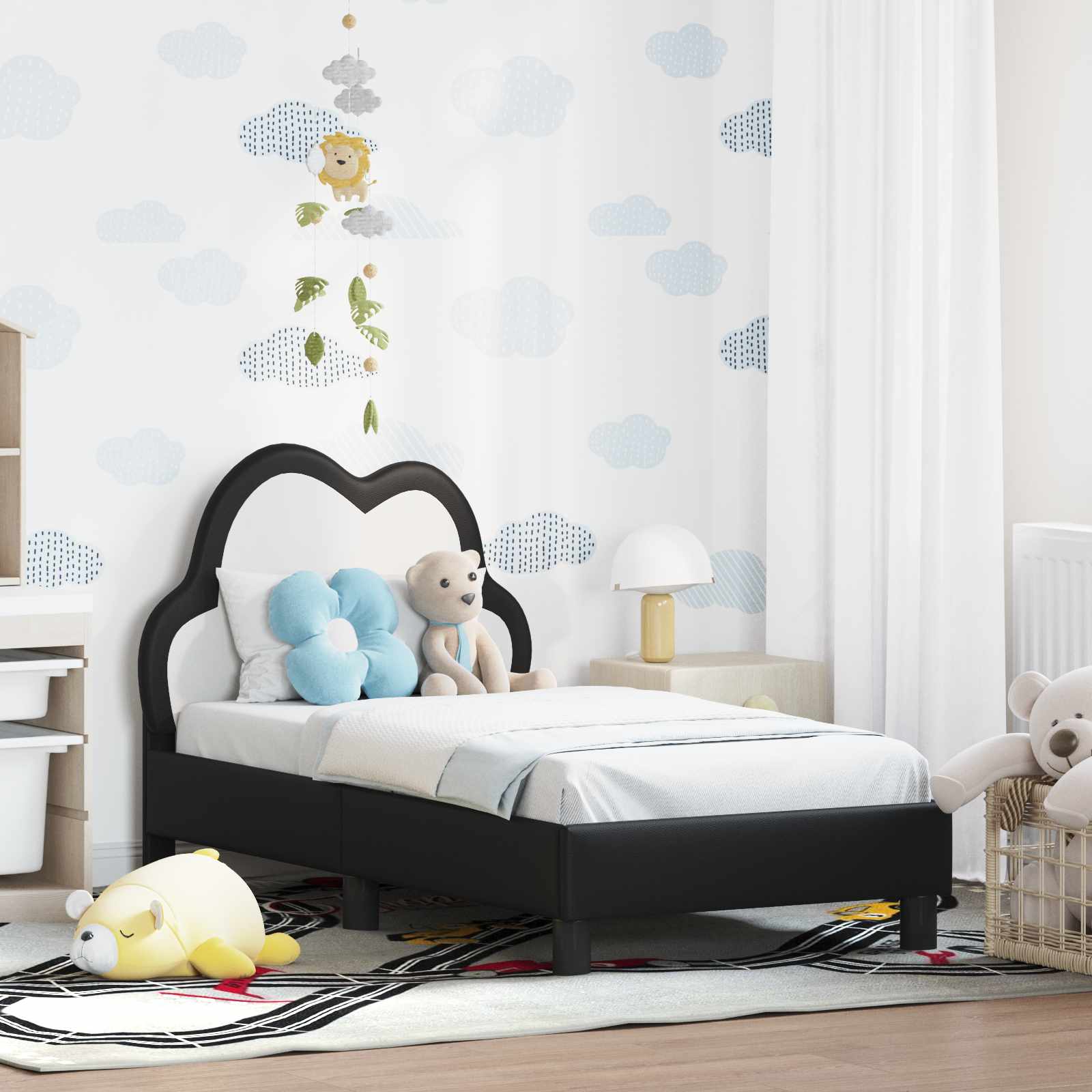 Cadre de lit pour tout-petit avec tête de lit Noir 70 x 140 cm - XIOS