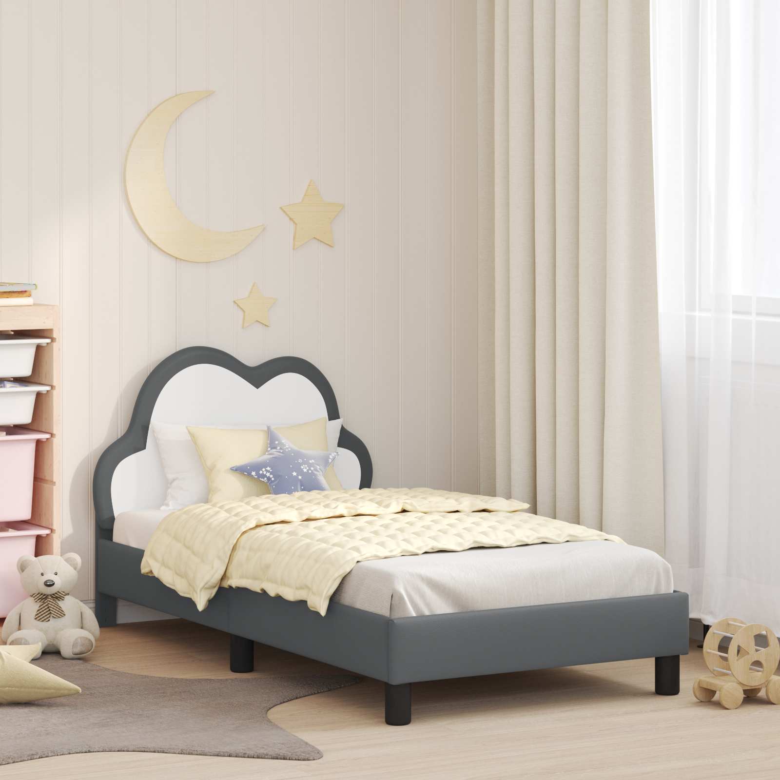 Cadre de lit avec tête de lit Gris clair 80 x 160 cm PU - XIOS