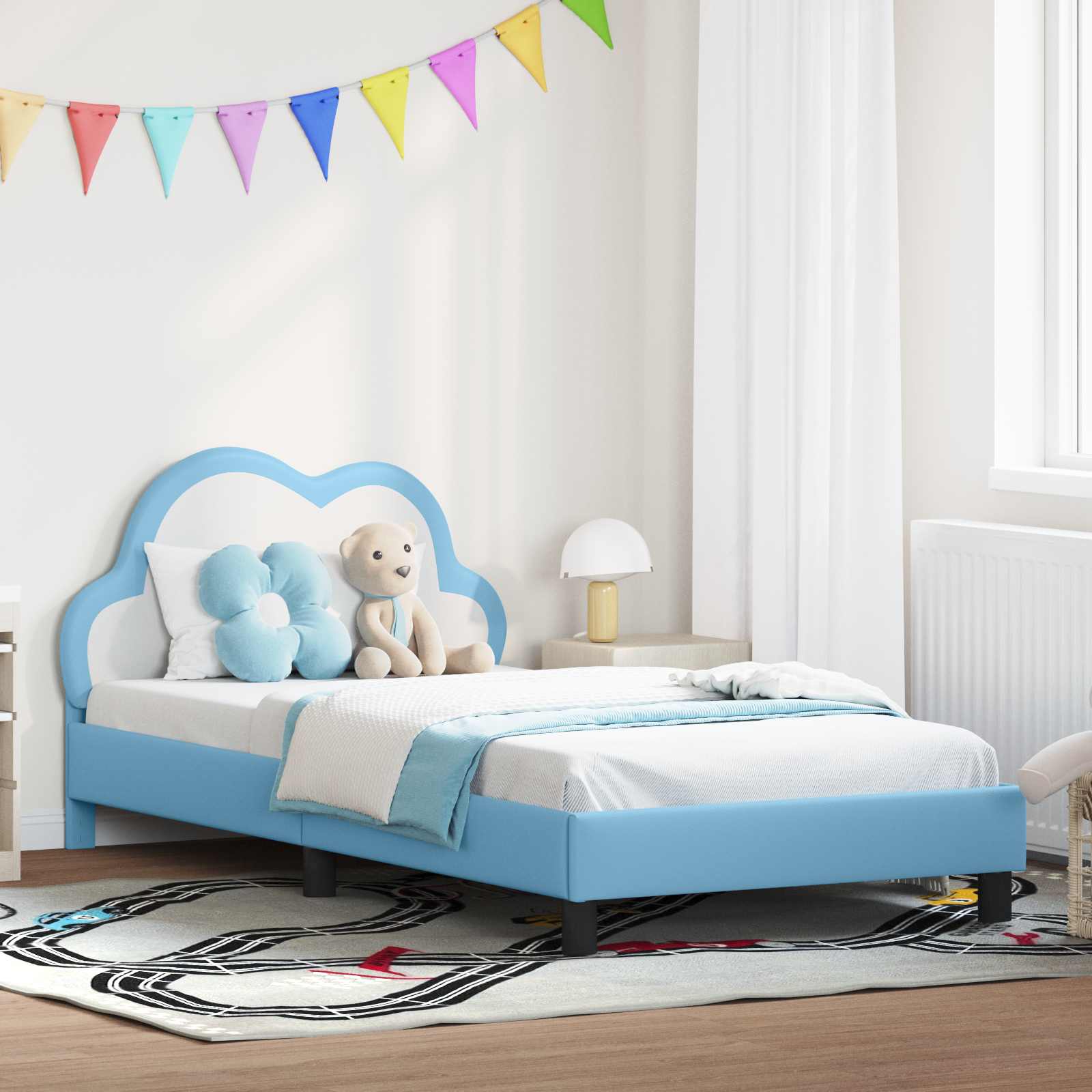 Cadre de lit avec tête de lit Bleu 80 x 200 cm PU - XIOS