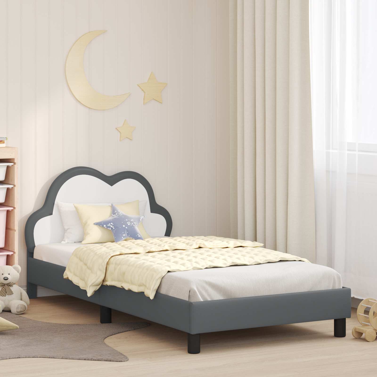 Cadre de lit avec tête de lit Gris clair 80 x 200 cm PU - XIOS