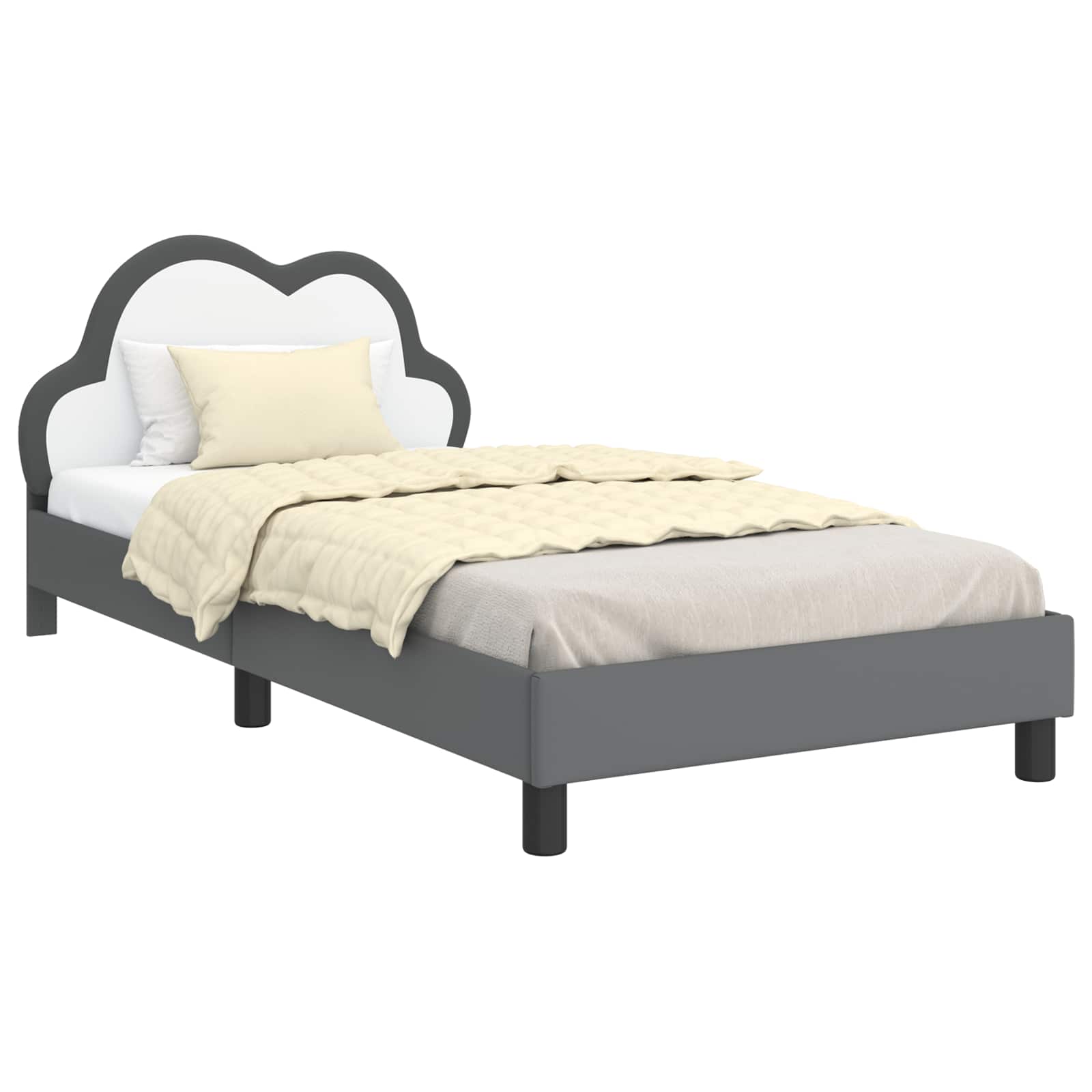 Cadre de lit avec tête de lit Gris clair 90 x 200 cm PU - XIOS