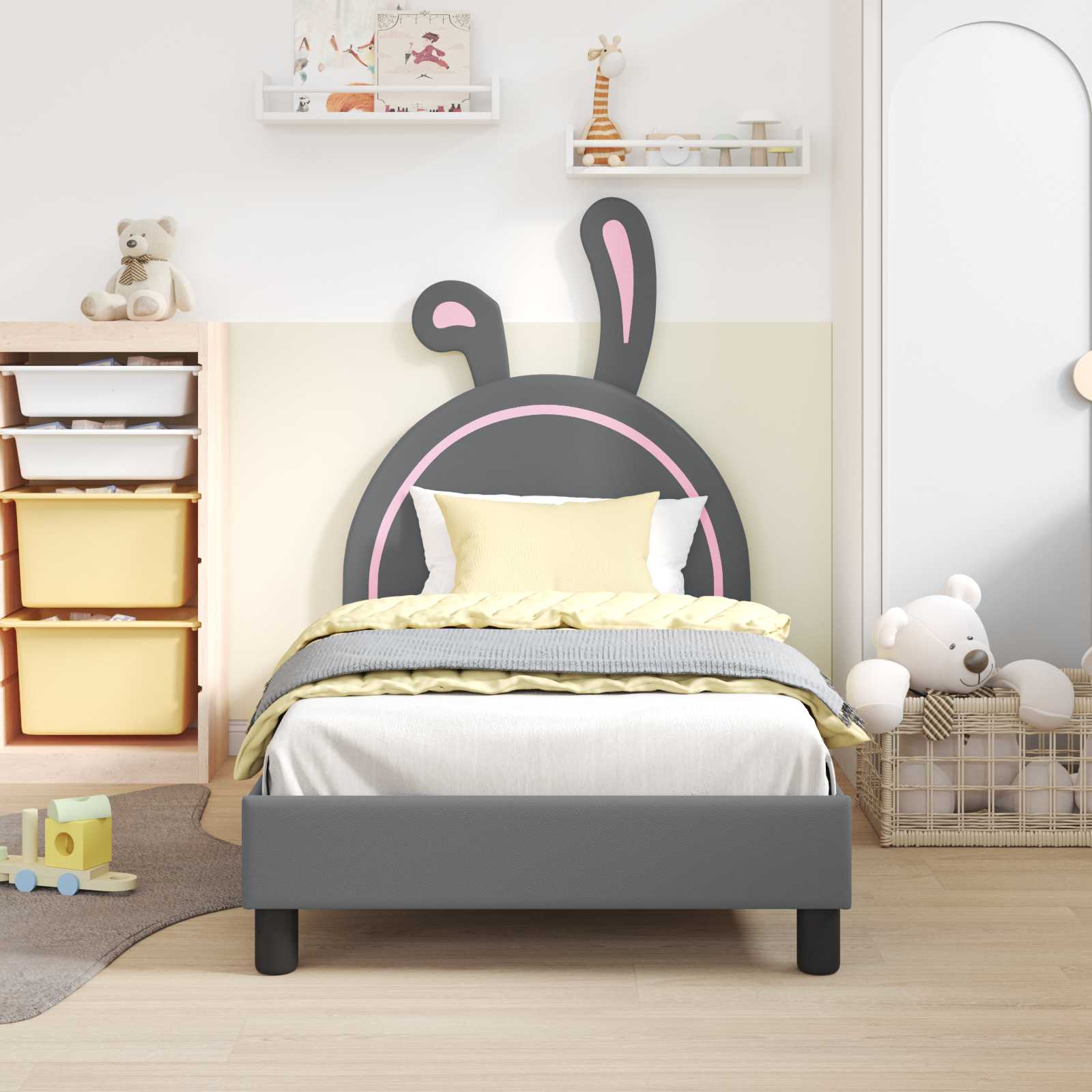 Cadre de lit pour enfants avec tête de lit Gris clair PU - XIOS