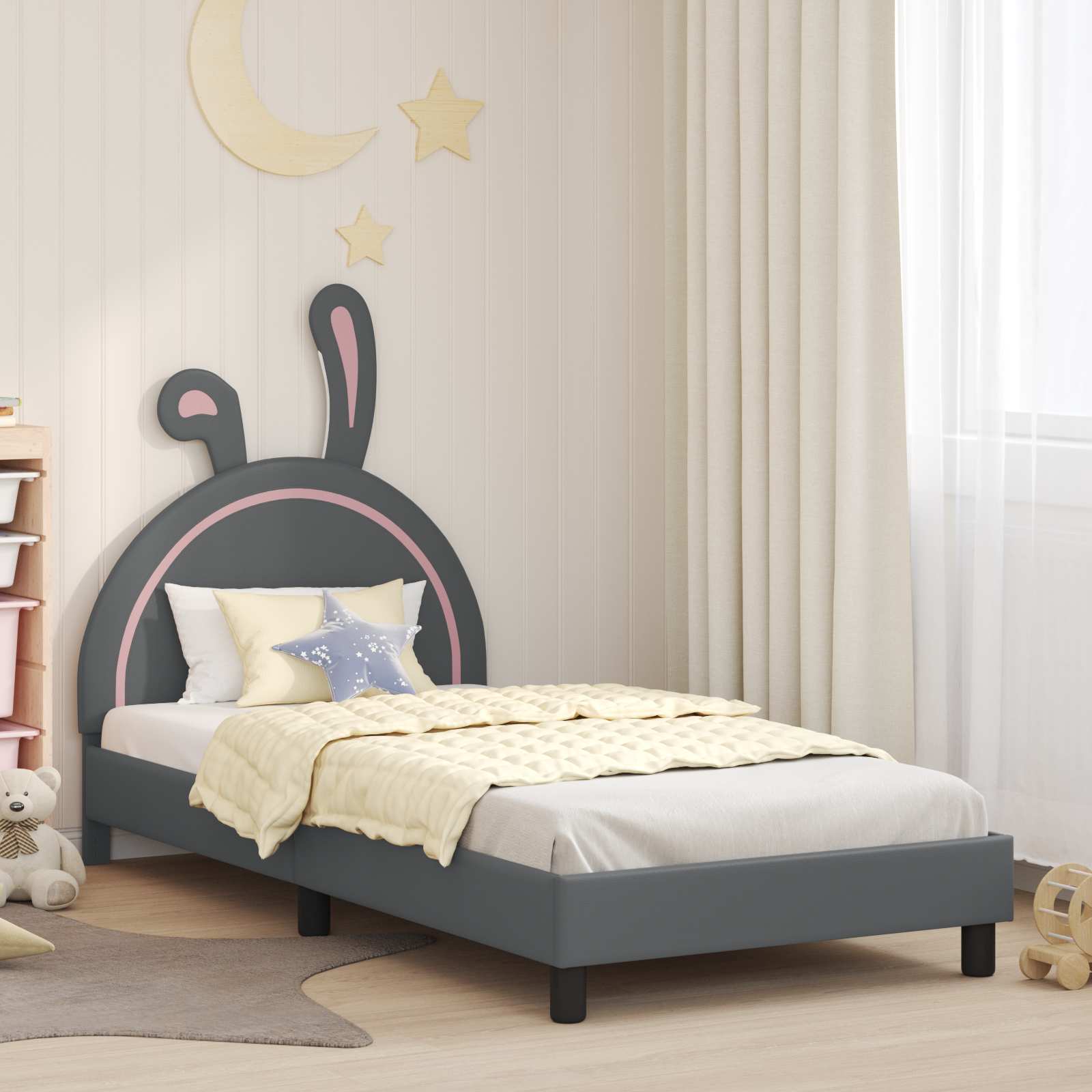 Cadre de lit pour enfants avec tête de lit Gris clair PU - XIOS