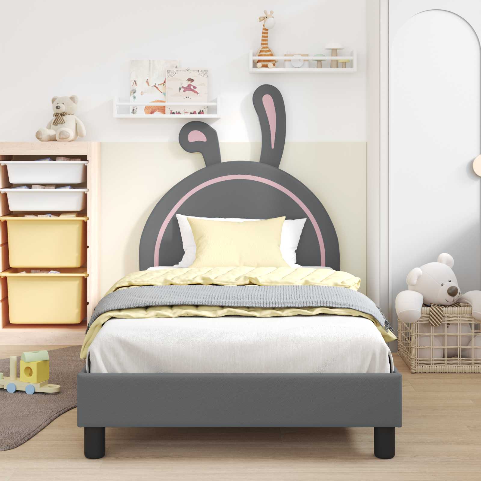 Cadre de lit pour enfants avec tête de lit Gris clair PU - XIOS