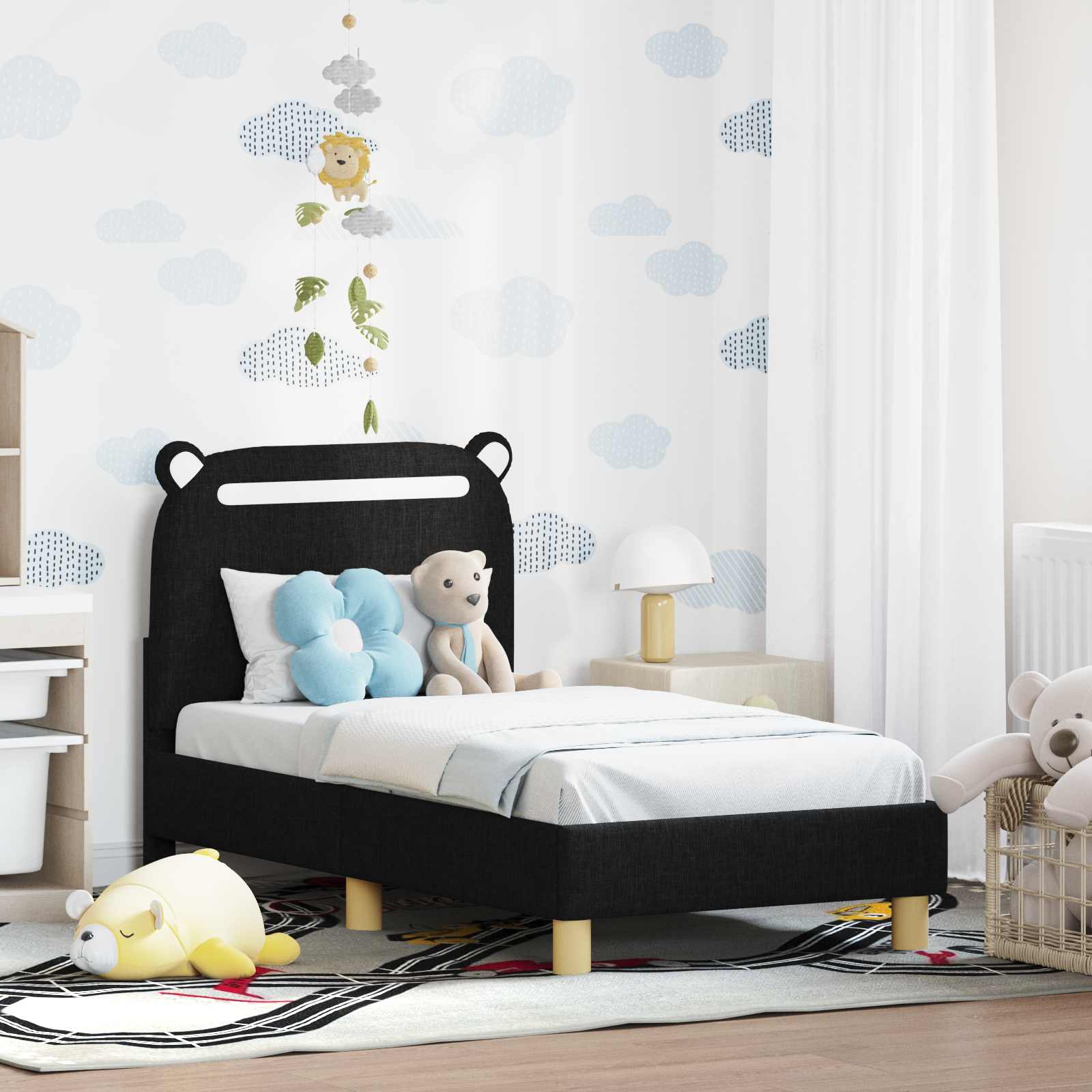 Cadre de lit pour tout-petit avec tête de lit Noir 70 x 140 cm - XIOS