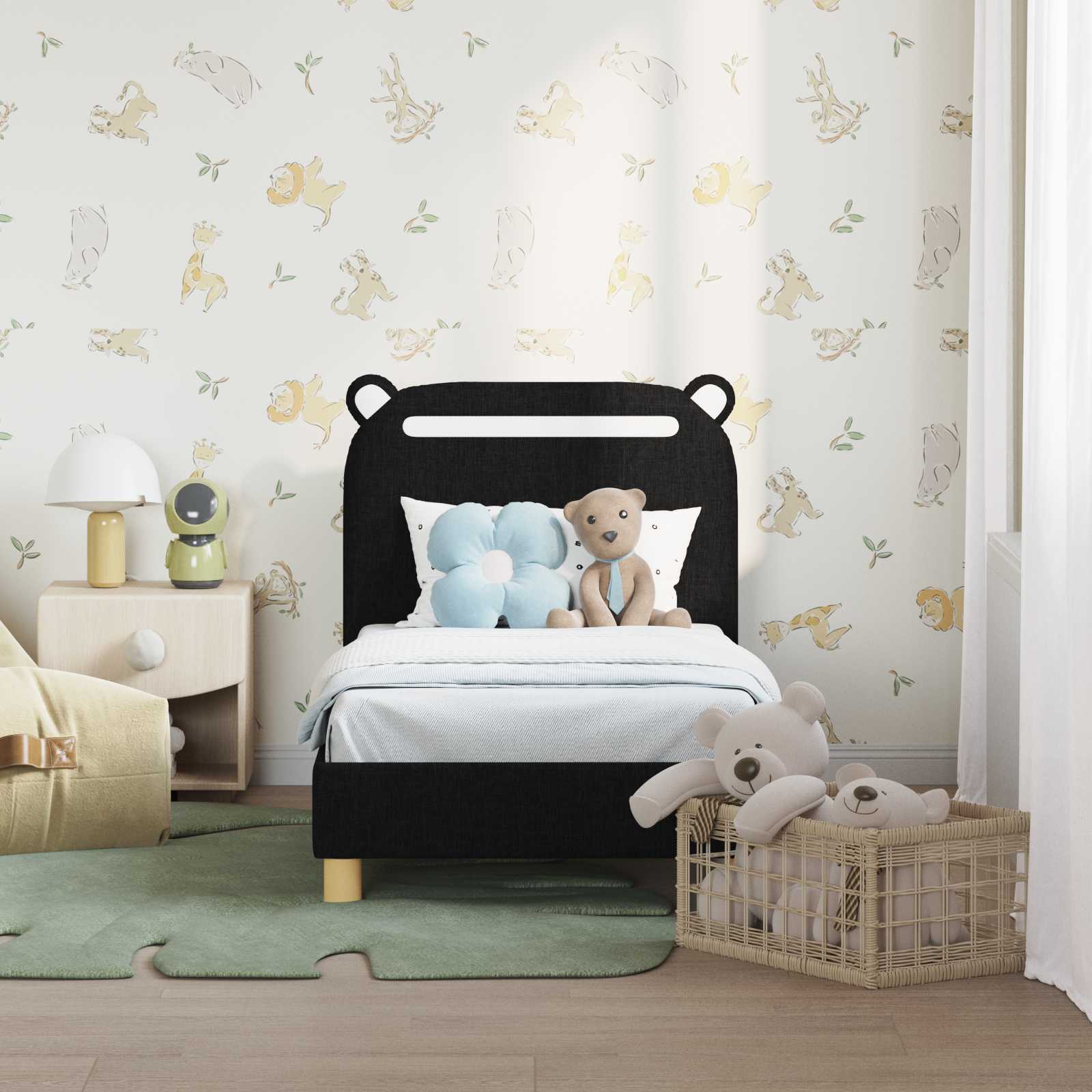 Cadre de lit pour tout-petit avec tête de lit Noir 70 x 140 cm - XIOS