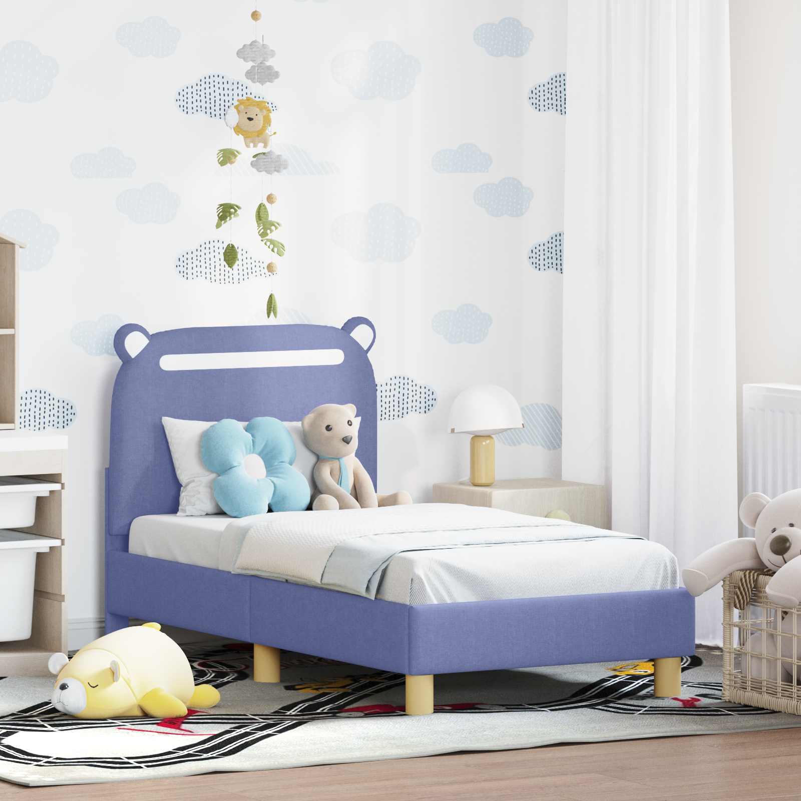 Cadre de lit pour tout-petit avec tête de lit Bleu denim - XIOS