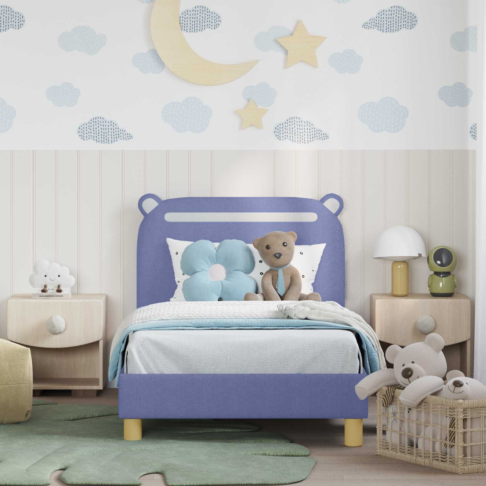 Cadre de lit pour enfants avec tête de lit Bleu denim - XIOS