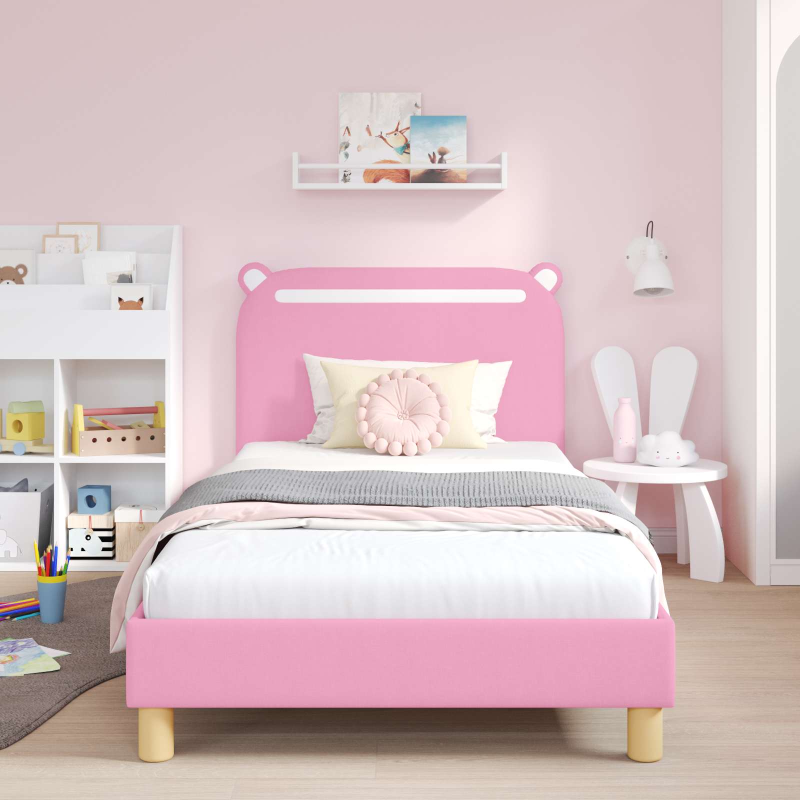 Cadre de lit pour enfants avec tête de lit Rose 90 x 190 cm - XIOS