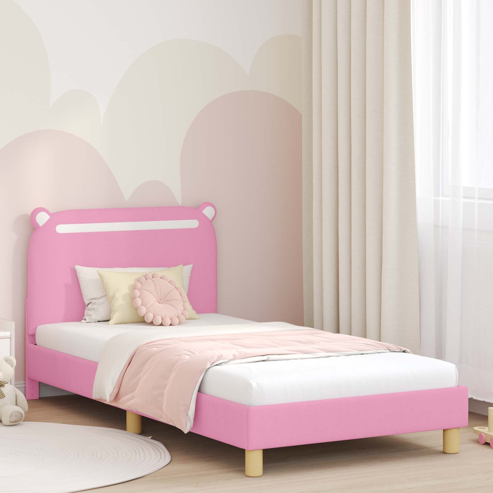 Cadre de lit pour enfants avec tête de lit Rose 90 x 200 cm - XIOS