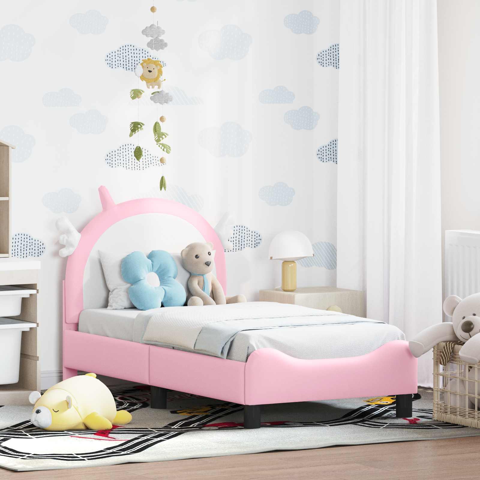 Cadre de lit pour tout-petit avec tête de lit Rose 70 x 140 cm - XIOS