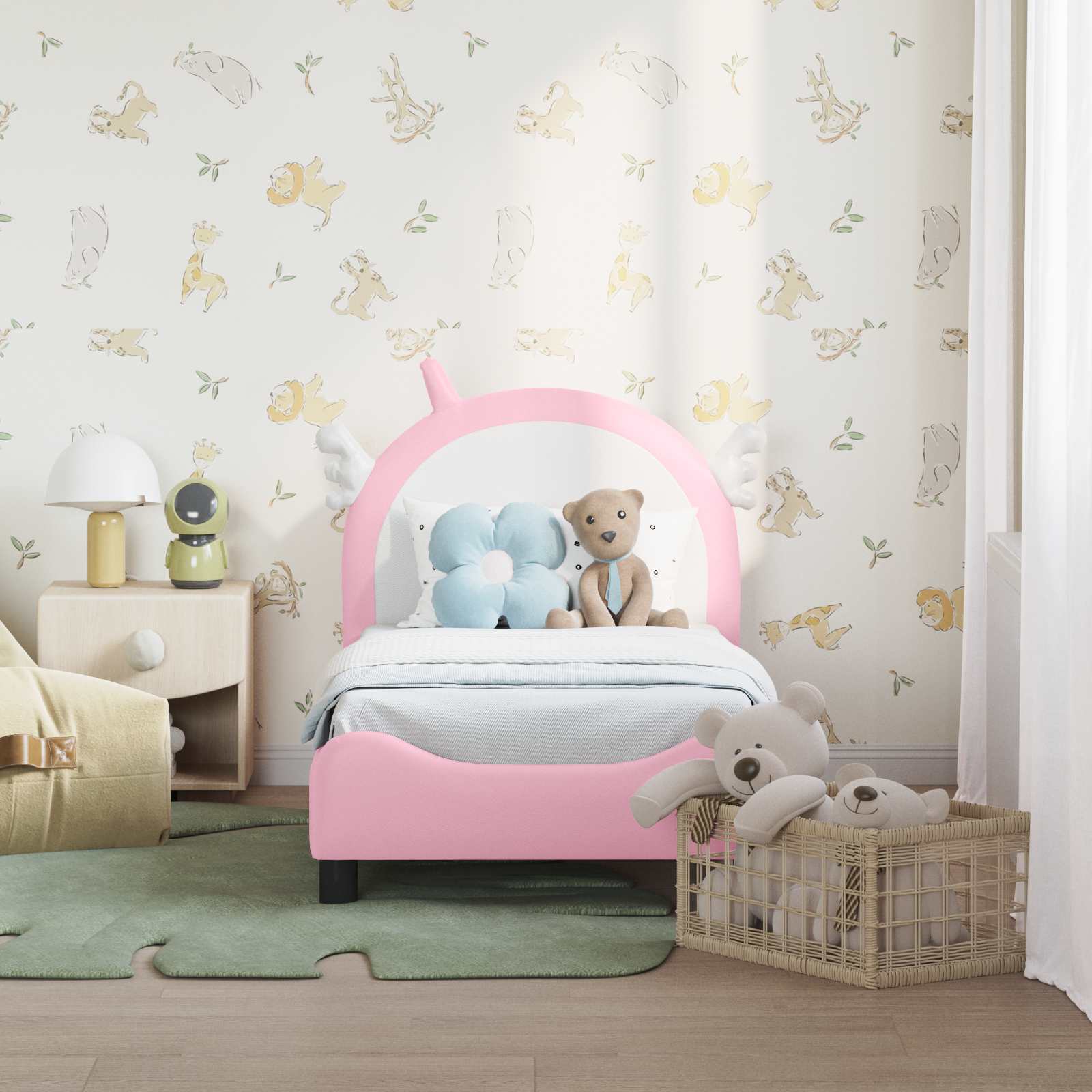 Cadre de lit pour tout-petit avec tête de lit Rose 70 x 140 cm - XIOS