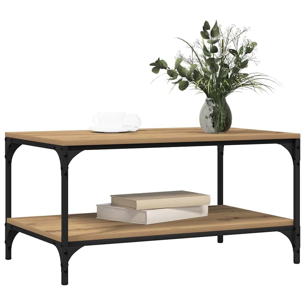 Table basse chêne artisanal 80 x 50 x 40 cm Bois d'ingénierie - XIOS