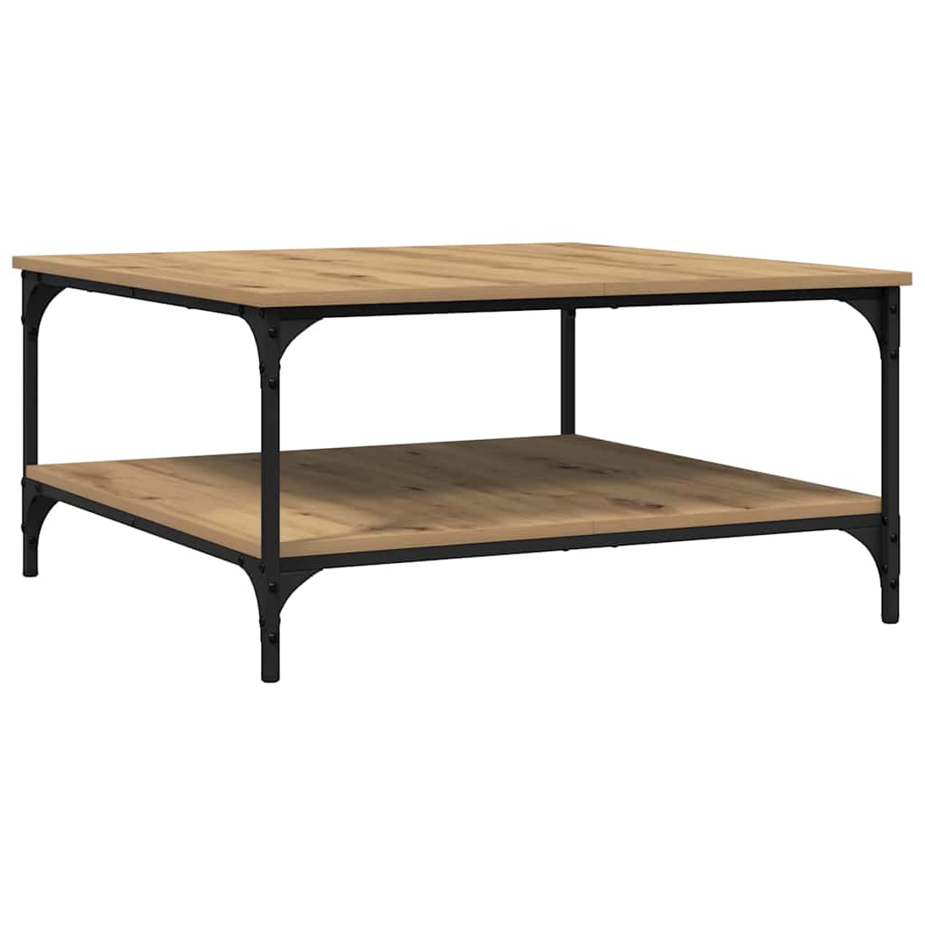 Table basse chêne artisanal 80 x 80 x 40 cm Bois d'ingénierie