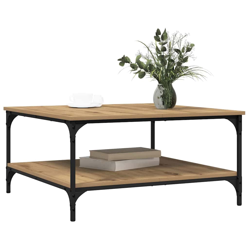 Table basse chêne artisanal 80 x 80 x 40 cm Bois d'ingénierie - XIOS