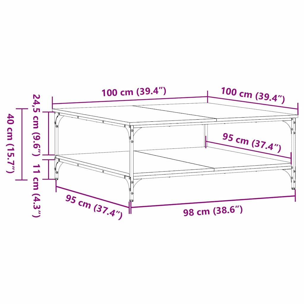 Table basse Bois ancien 100 x 100 x 40 cm Bois d'ingénierie - XIOS