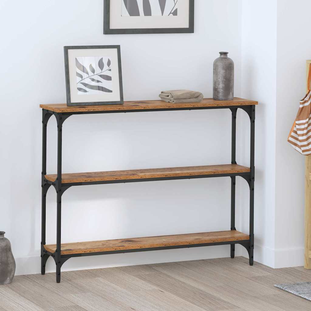 Table console avec étagère Bois ancien 100 x 22.5 x 75 cm - XIOS