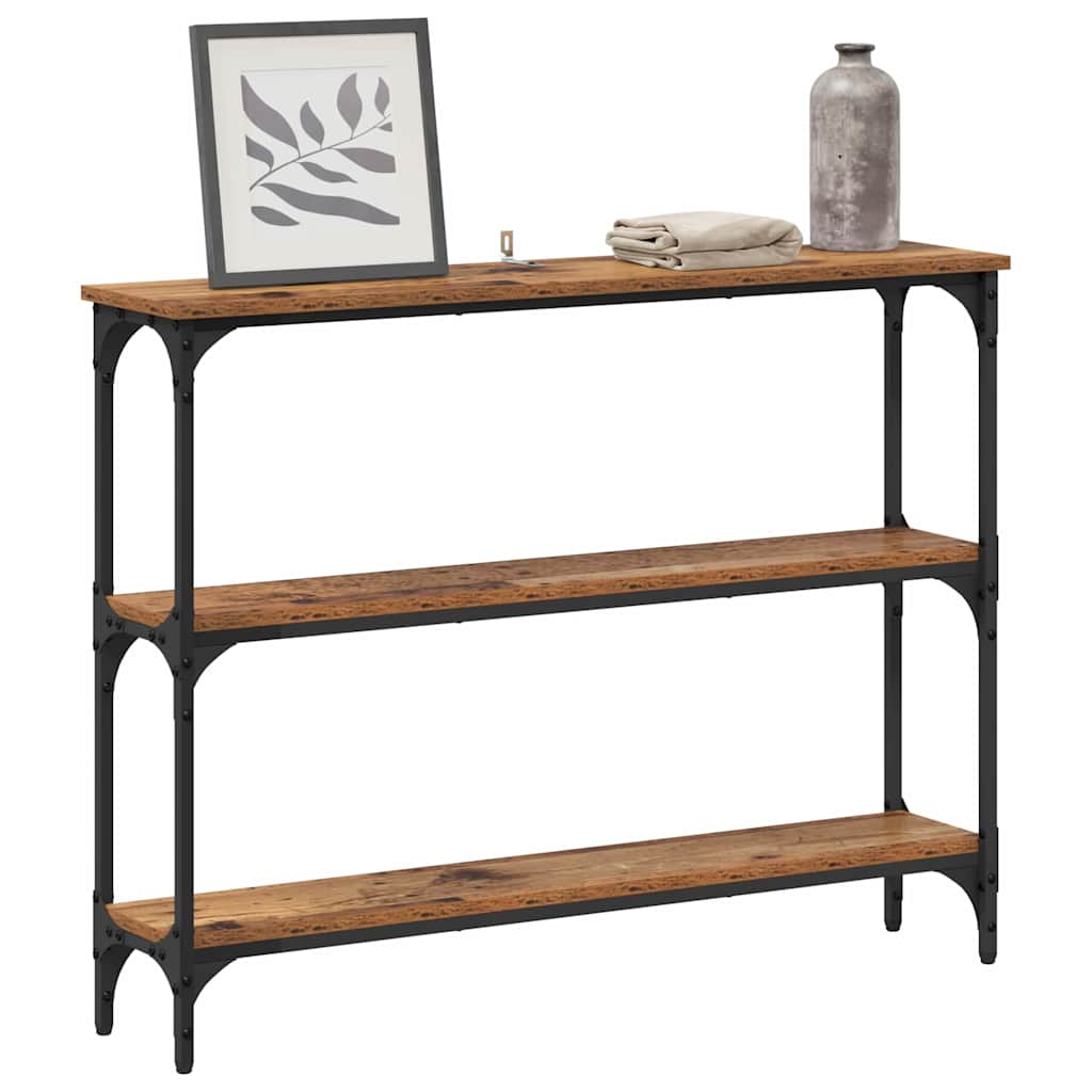 Table console avec étagère Bois ancien 100 x 22.5 x 75 cm - XIOS