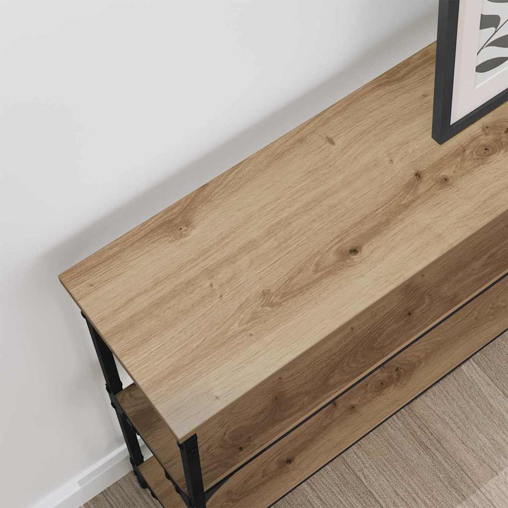 Table console avec étagère chêne artisanal 100 x 22.5 x 75 cm - XIOS