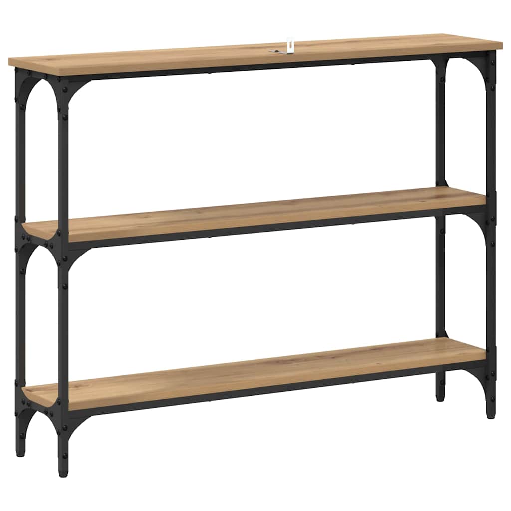 Table console avec étagère chêne artisanal 100 x 22.5 x 75 cm - XIOS