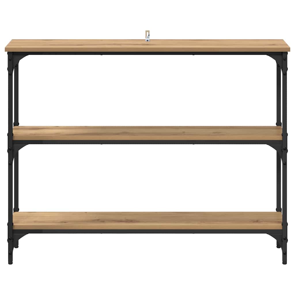 Table console avec étagère chêne artisanal 100 x 22.5 x 75 cm - XIOS