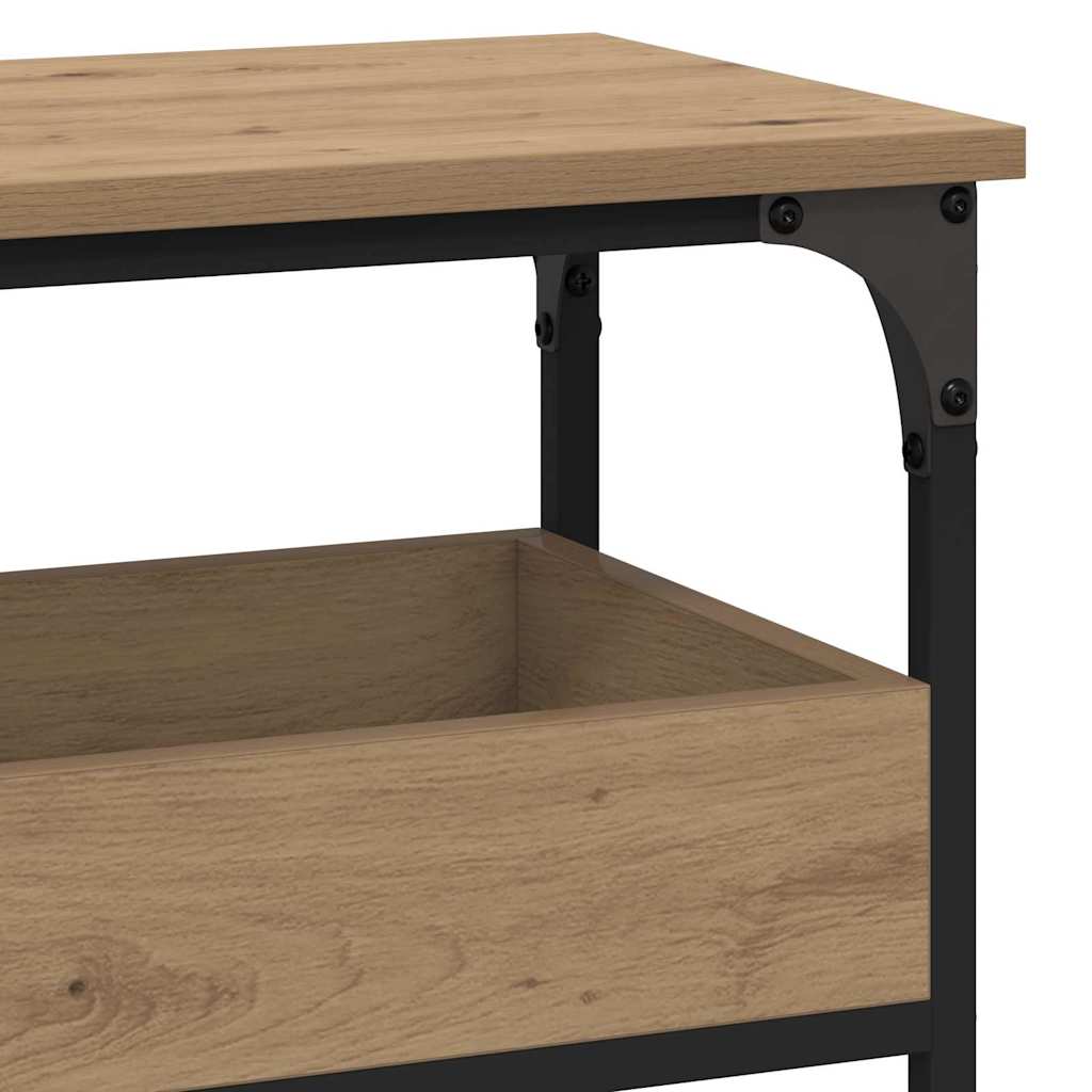Table console avec étagère chêne artisanal 100 x 29 x 75 cm - XIOS