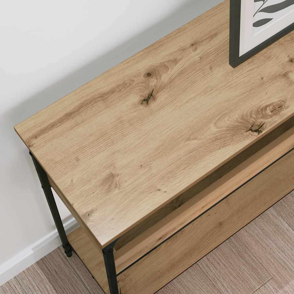 Table console avec étagère chêne artisanal 100 x 29 x 75 cm - XIOS