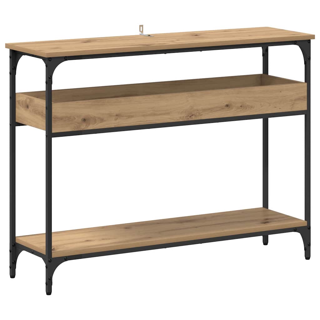 Table console avec étagère chêne artisanal 100 x 29 x 75 cm - XIOS