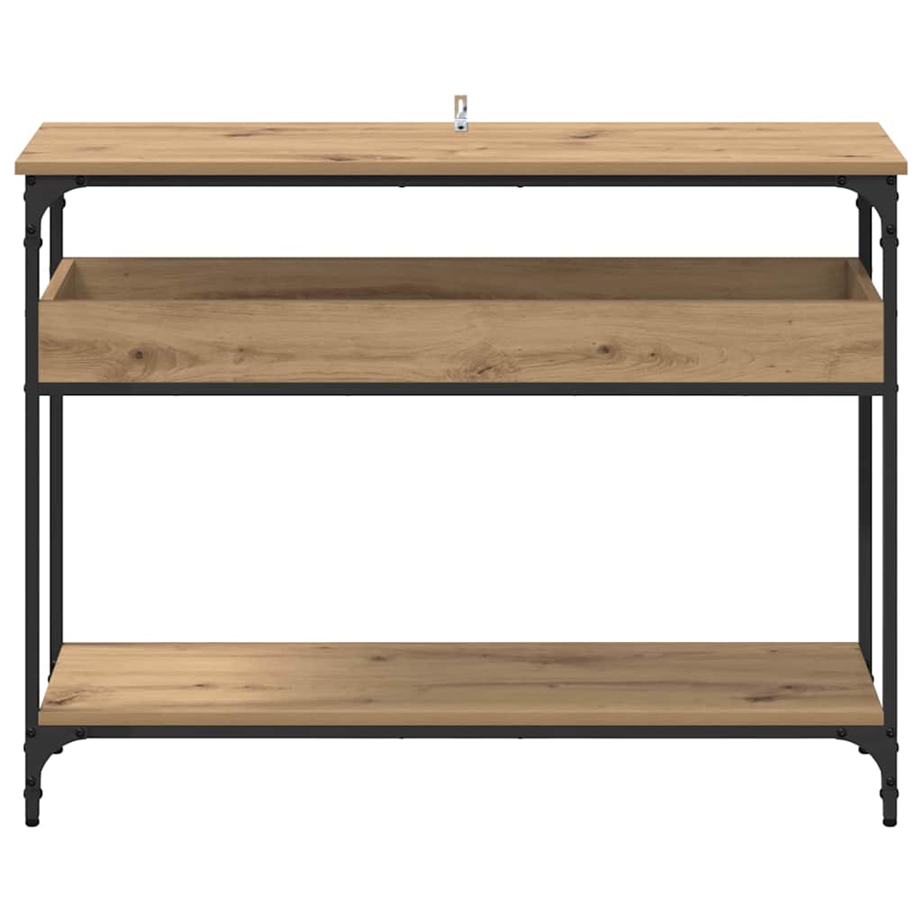 Table console avec étagère chêne artisanal 100 x 29 x 75 cm - XIOS