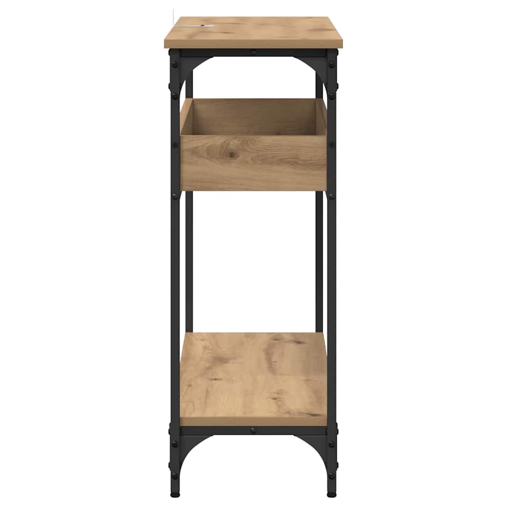 Table console avec étagère chêne artisanal 100 x 29 x 75 cm - XIOS
