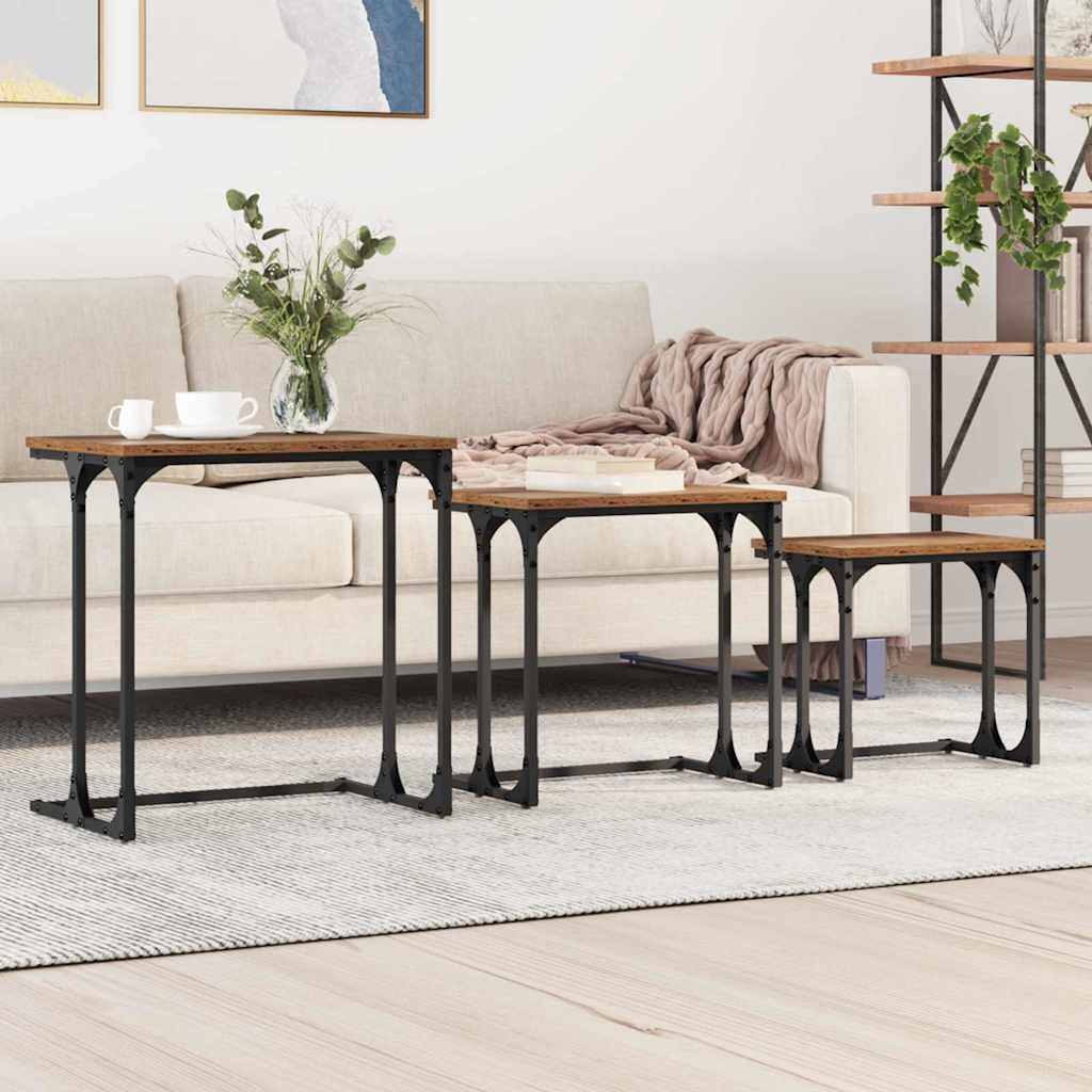 Table basse gigogne 3 pcs Bois ancien 50.5 x 35 x 53 cm - XIOS