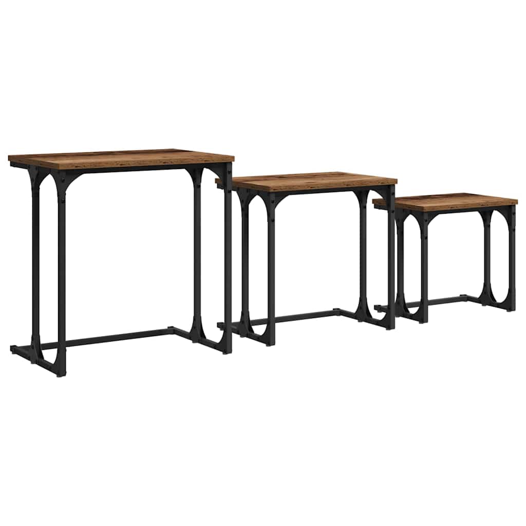 Table basse gigogne 3 pcs Bois ancien 50.5 x 35 x 53 cm - XIOS