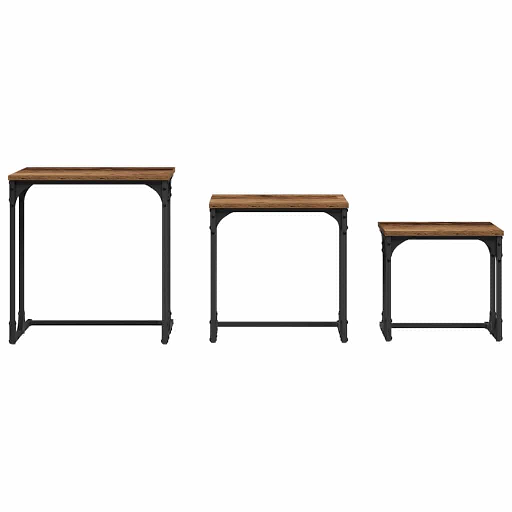 Table basse gigogne 3 pcs Bois ancien 50.5 x 35 x 53 cm - XIOS