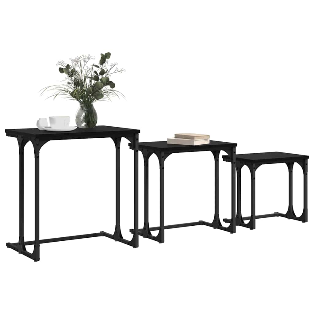 Table basse gigogne 3 pcs Chêne noir 50.5 x 35 x 53 cm - XIOS