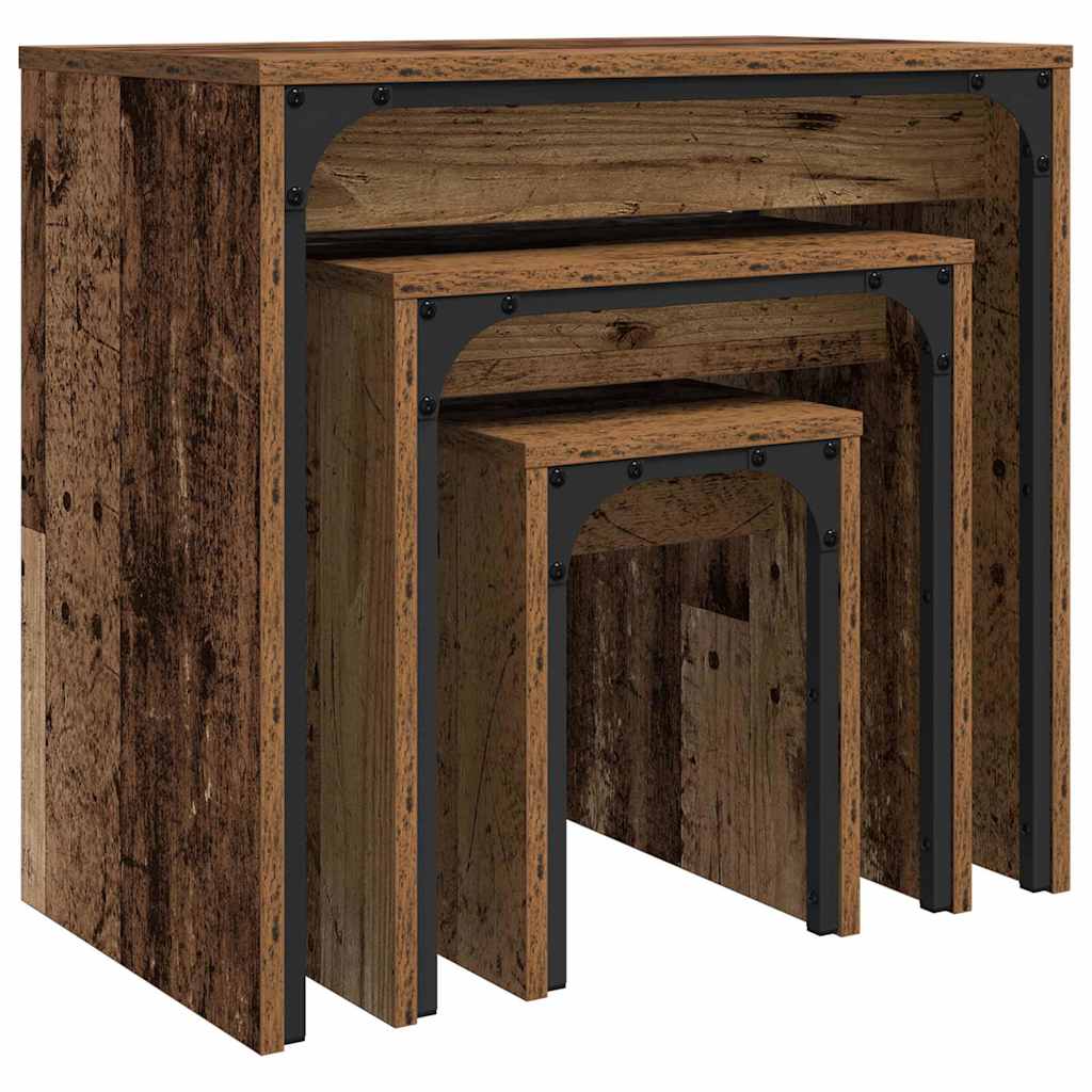 Table basse gigogne 3 pcs Bois ancien 60 x 35 x 56 cm - XIOS