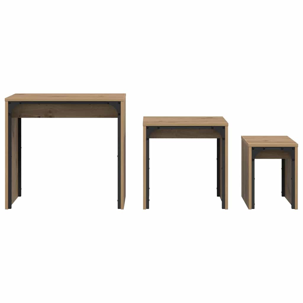 Table basse gigogne 3 pcs chêne artisanal 60 x 35 x 56 cm - XIOS