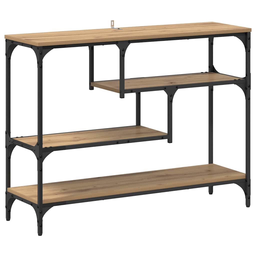 Table console avec étagère chêne artisanal 100 x 30 x 75 cm - XIOS
