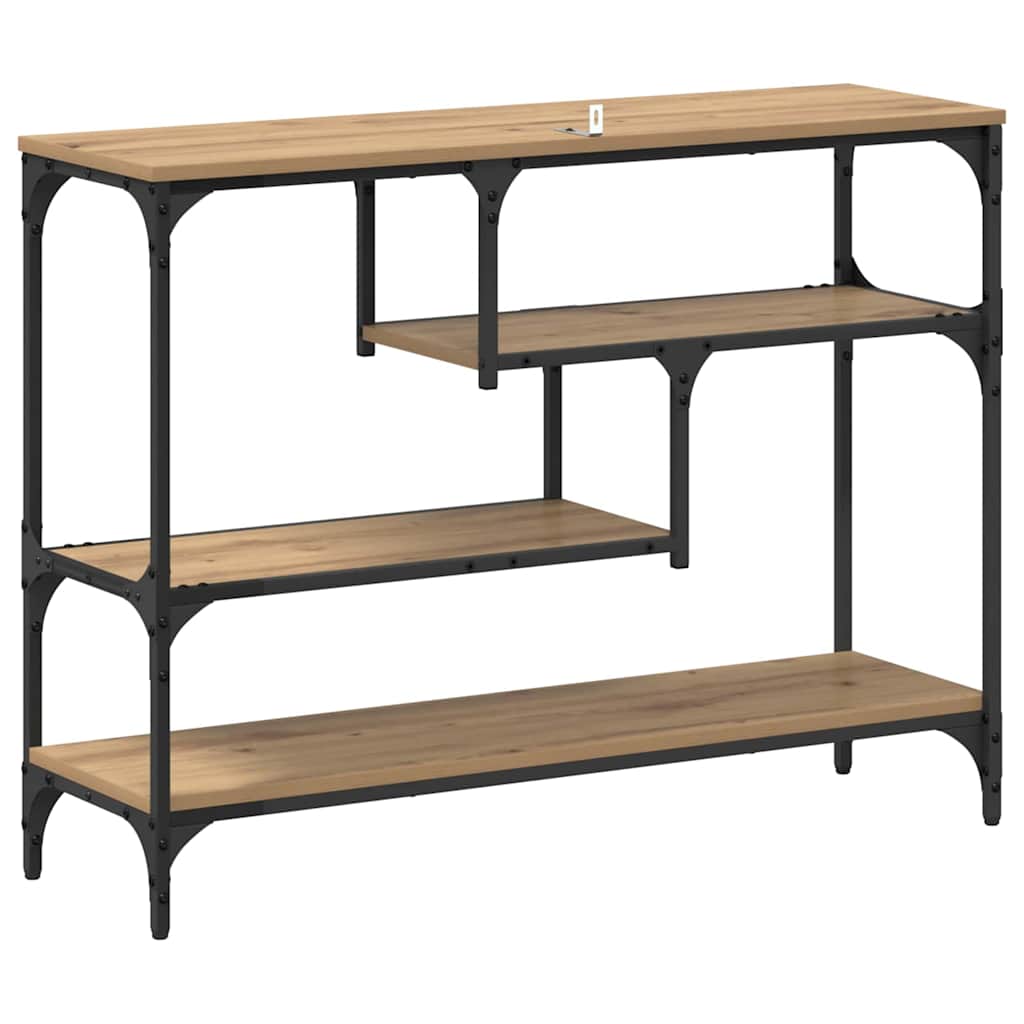 Table console avec étagère chêne artisanal 100 x 30 x 75 cm - XIOS