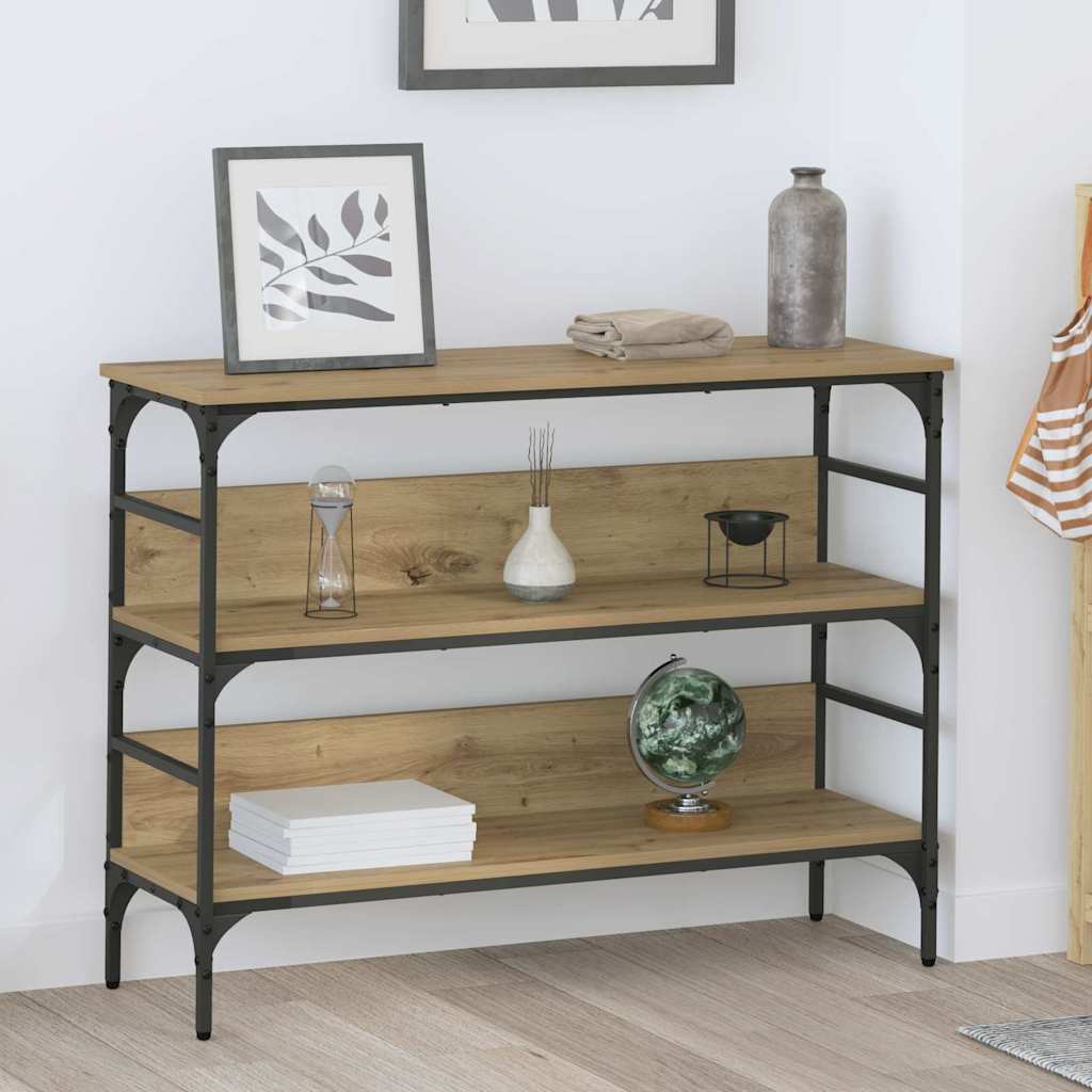 Table console avec étagère chêne artisanal 100 x 32 x 75 cm - XIOS